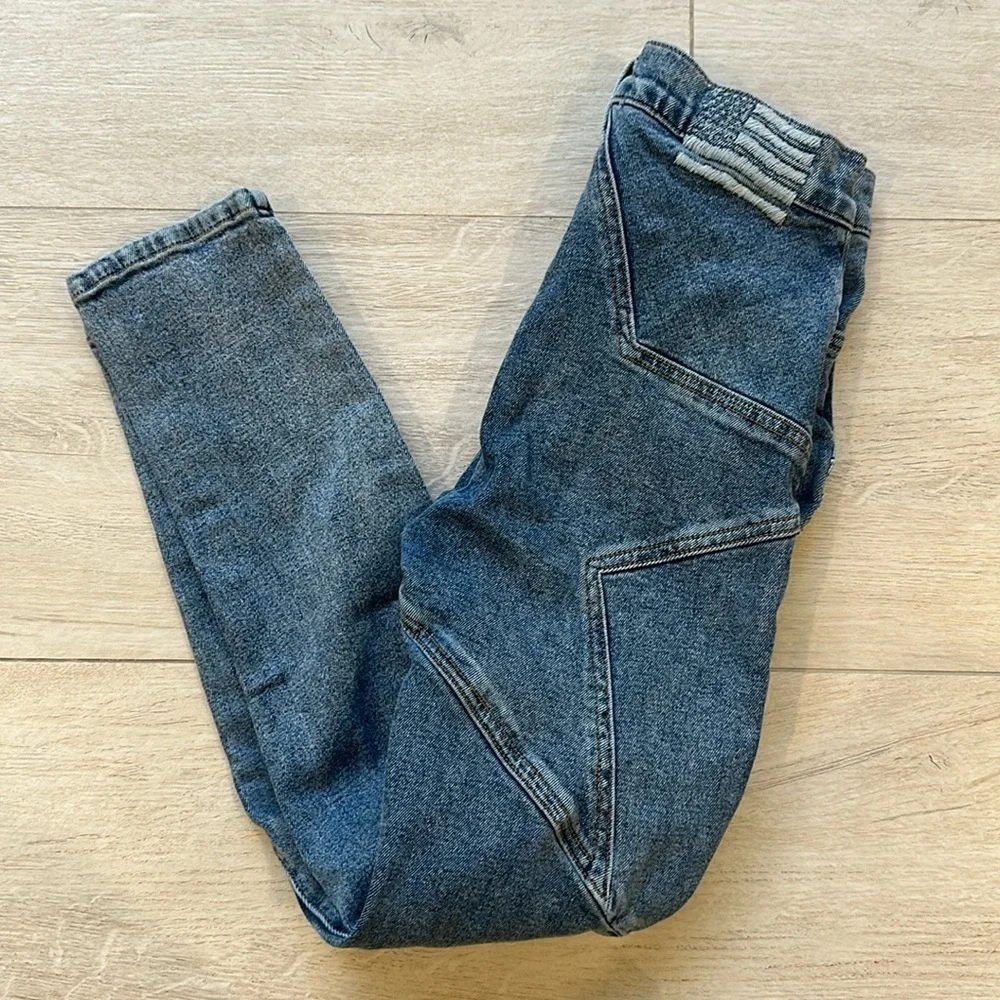 Womens High Waisted Star Patch Denim Jeans Blue‎ Casual Streetwear Size M